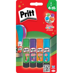 Plakstift Pritt Fun Colors, 10 g, blister van 4 stuks