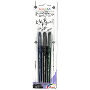 Kalligrafie-Set Pentel Sign Pen Brush SESP15, 3er-Set, schwarz