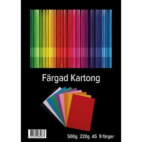 Kartong A5 220g, 9 färger, 0,5kg