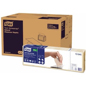 Servietter Tork N4 1-lag natur, 2-fold 330x213mm, FSC, 9000 stk