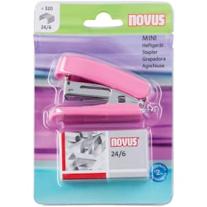 Heftgerät Novus Mini, mit Klammern, pink