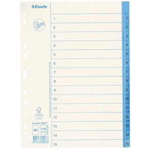 Pärmregister JOPA Papper A4 1-15, blå flik, 10st