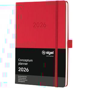 Buchkalender Sigel Conceptum A5 2026, rot