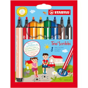 Fiberpenna Trio Scribbi, 8 färger