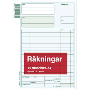 Räkning A5, utan kopia, 50 blad