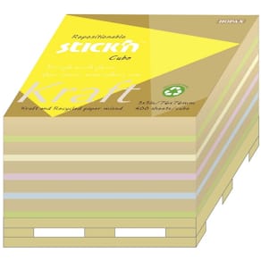 Klæbenoter BNT 76x76 mm, assorterede farver, 12 blokke