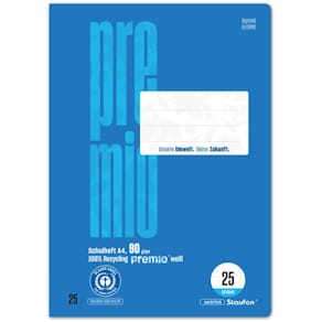 Schulheft Staufen Premio, Lineatur 25, A4, 16 Blatt, 9mm liniert
