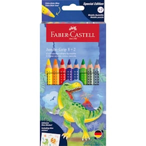 Farbstiftetui Faber-Castell Jumbo Grip, 8+2 Stück, Dino