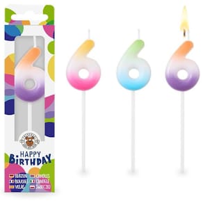Geburtstagskerze TRENDHAUS Zahl 6, Farbverlauf, sortiert