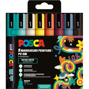 Paintmarker Uni POSCA PC-5M, 1,8 - 2,5 mm, etui van 8 stuks