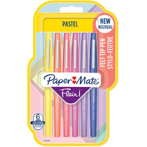 Fineliner Paper Mate Flair Pastel, 6 stuks, assorti
