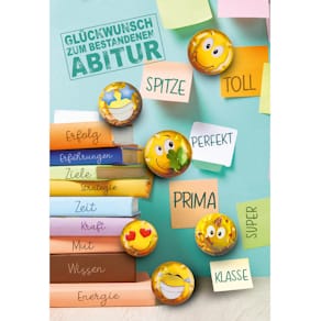 Abiturkarte Noname, bunt, mit Umschlag