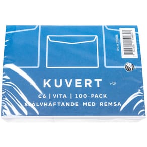 Kuvert konsument C6 80g remsa vit 100/fp