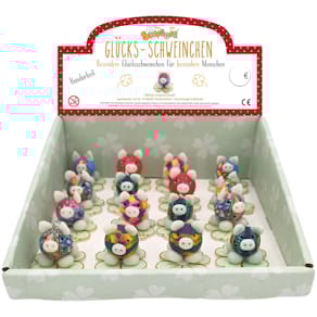 Glücksbringer HERGO Swiggie-Schweinchen, auf Platte sortiert