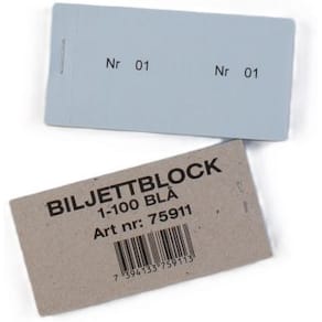 Biljettblock 1-100 blå