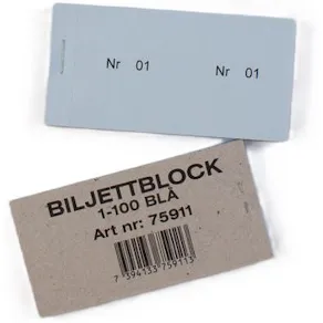 Biljettblock 1-100 blå