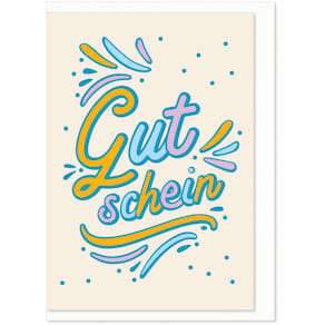 Gutscheinkarte KOMMA³, bunt, mit Briefumschlag