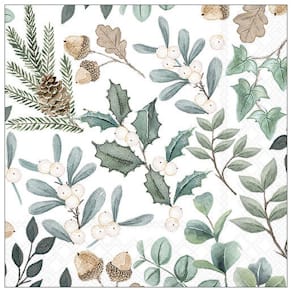 Servietten AMBIENTE Weihnachtsmotiv Blättern, 25x25 cm, 3-lagig,