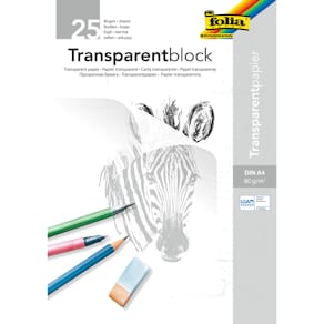 Transparentpapierblock Folia, A4, 25 Blatt, transparent
