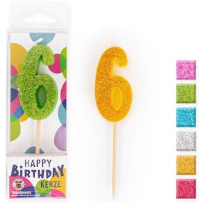 Geburtstagskerze BIRTHDAY FUN, Zahl 6, sortiert