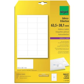 Adressetikett Sigel, 63,5 x 38,1 mm, weiß