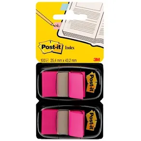 Index POST-IT 25,4x43,2mm cerise 100/fp