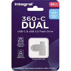 USB-stick Integral 360-C Dual USB-C & USB 3.0, 64 GB, wit