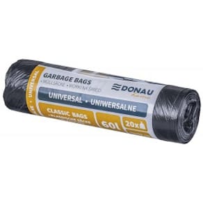 Vuilniszak Donau Home, 7 micron, 70 x 59 cm, 60 liter, zwart