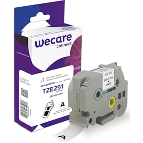 Tape WECARE 24mm TZe-251 Svart på Vit