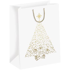 Geschenktragetasche ZÖWIE White Christmas, Baum, weiß/gold