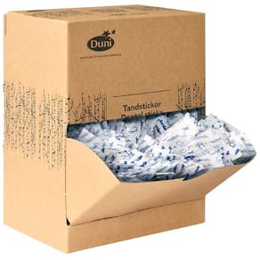 Tandstikker Duni enkeltindpakkede, træ, brun/hvid, 1000 stk