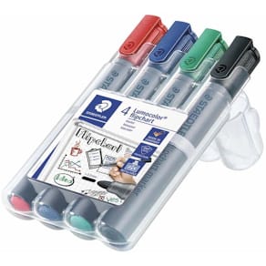 Flipchartmarker STAEDTLER Lumocolor 2 mm rund, DRY SAFE, 4 stk