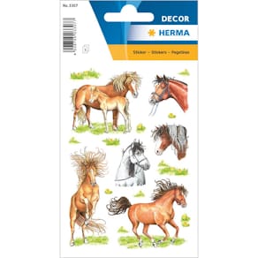 Schmucketikett HERMA Gezeichnete Pferde, 18 St.