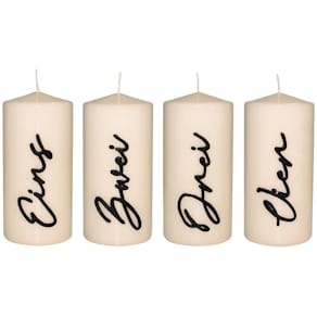 Stumpenkerze Advent, 4 St., eins-vier, creme