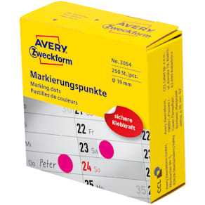 Markierungspunkte Avery Zweckform D19, magenta, 250 Stück, Spende