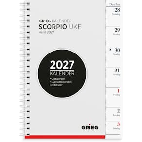 Ukekalender GRIEG Scorpio A5 2027 refill