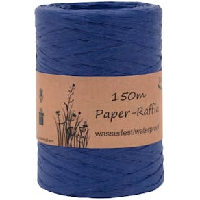 Bastband GOLDINA Raffia, 7mm x 150m, ultramarinblau
