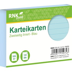 Karteikarten RNK, A7, 100 St., blau