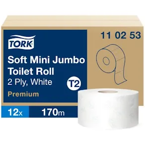 Toalettpapper TORK Mini Jumbo Premium T2, 2-lag, soft, 12/FP