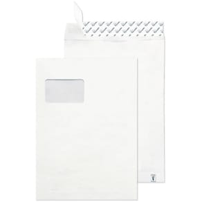 Versandtasche MAILMEDIA Tyvek, C4, mit Fenster, haftklebend, weiß