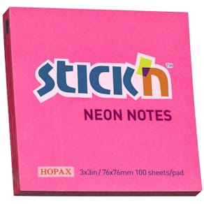 Selvklæbende notes BNT neon rød, 76x76 mm, 12 blokke