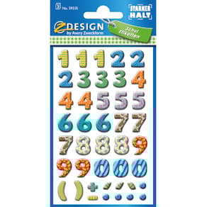 Zahlenetiketten Avery Zweckform Home, 0-9 + Sonderzeichen, bunt