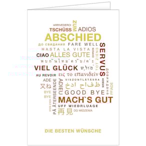 Abschiedskarte HANRA, mehrsprachig