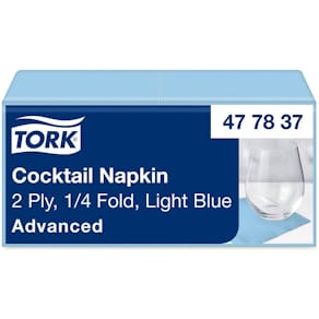 Servett TORK Cocktail 2-lag ljblå 200/fp