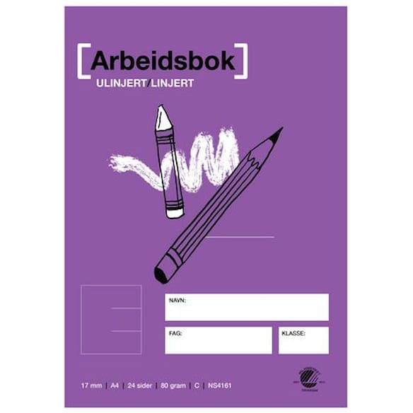 Arbeidsbok A4 80g 17mm ulinjert/linjert 20st