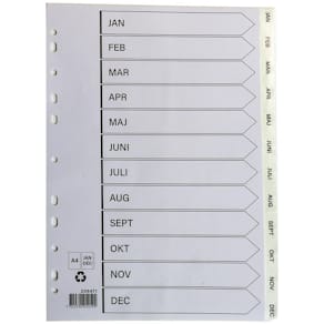 Plastregister A4 jan-dec vit
