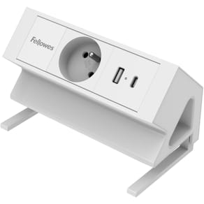 Contactdoos Fellowes Power Desk, 1 stopcontact, USB-A/C, wit (BE)