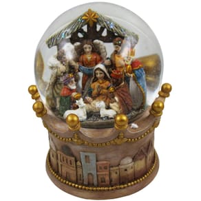 Schneekugel Noname Krippe, LED & Musik, 18,5x18,5x22cm