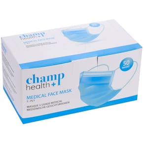 Mund-Nasen-Schutzmaske CHAMP Typ IIR, blau/weiß, 50 Stück