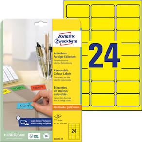 Universaletikett Avery Zweckform, 63,5 x 33,9 mm, gelb
